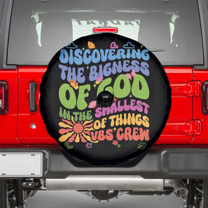 VBS 2025 Spare Tire Cover Discovering The Bigness Of God In The Smallest Of Things Retro Groovy TS02 Black Print Your Wear