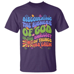 VBS 2025 T Shirt Discovering The Bigness Of God In The Smallest Of Things Retro Groovy TS02 Purple Print Your Wear