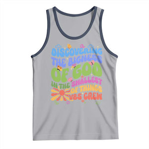 VBS 2025 Tank Top Discovering The Bigness Of God In The Smallest Of Things Retro Groovy TS02 Athletic Heather Navy Print Your Wear