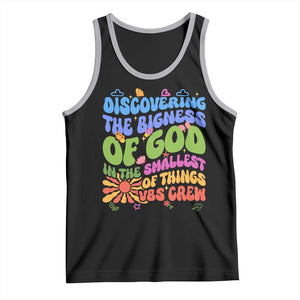VBS 2025 Tank Top Discovering The Bigness Of God In The Smallest Of Things Retro Groovy TS02 Black Athletic Heather Print Your Wear