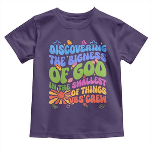 VBS 2025 Toddler T Shirt Discovering The Bigness Of God In The Smallest Of Things Retro Groovy TS02 Purple Print Your Wear