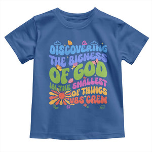 VBS 2025 Toddler T Shirt Discovering The Bigness Of God In The Smallest Of Things Retro Groovy TS02 Royal Blue Print Your Wear