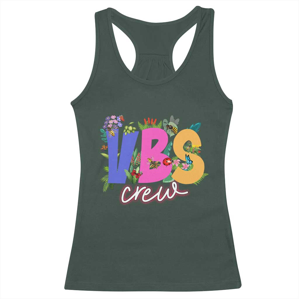 VBS Crew 2025 Racerback Tank Top Magninfied Vacation Bible School Adventure TS02 Dark Forest Green Print Your Wear