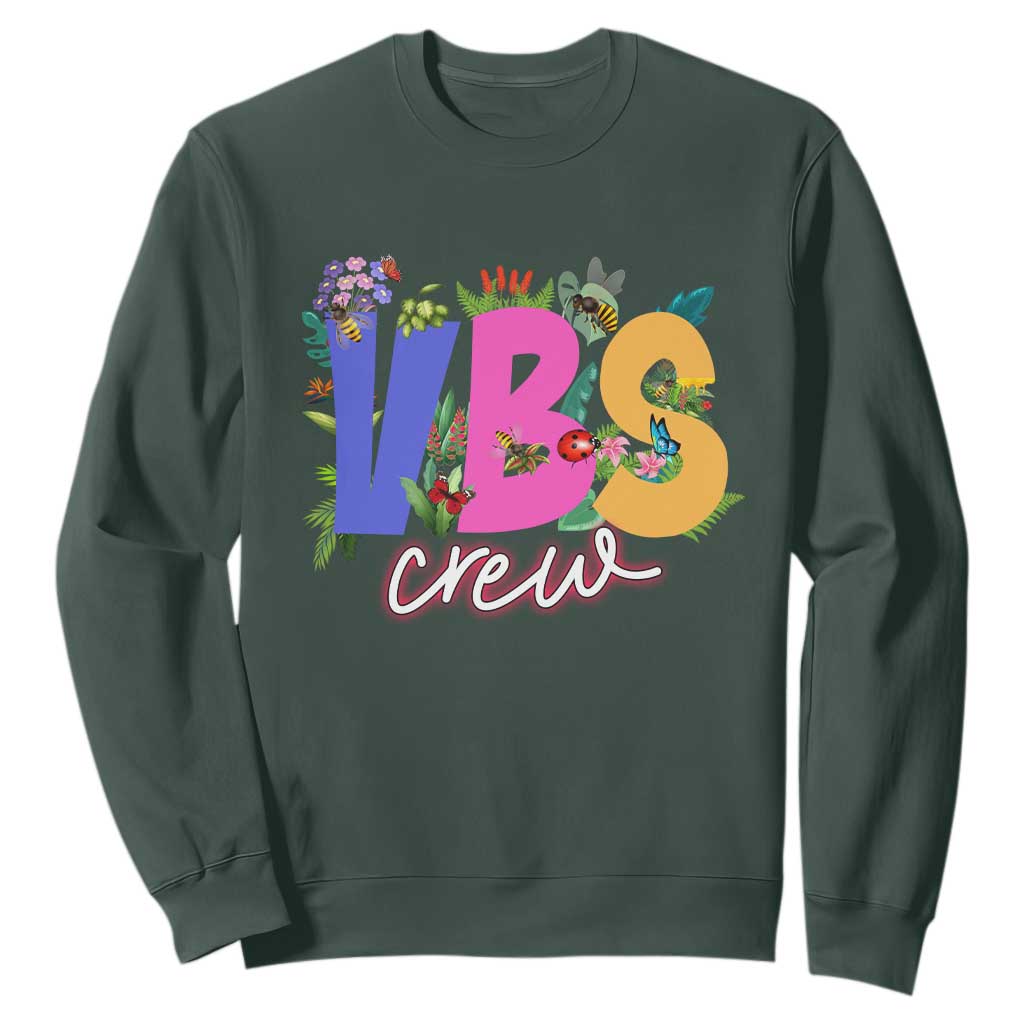VBS Crew 2025 Sweatshirt Magninfied Vacation Bible School Adventure TS02 Dark Forest Green Print Your Wear