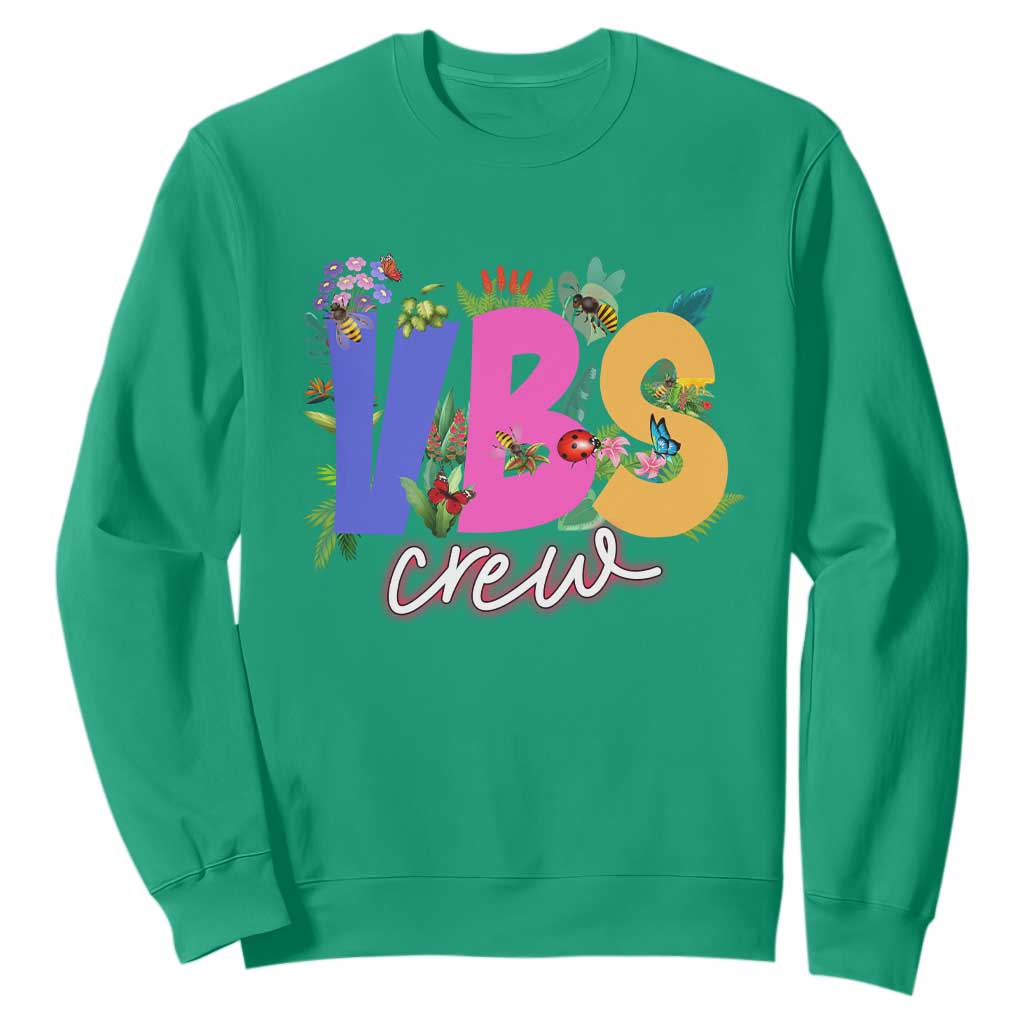 VBS Crew 2025 Sweatshirt Magninfied Vacation Bible School Adventure TS02 Irish Green Print Your Wear