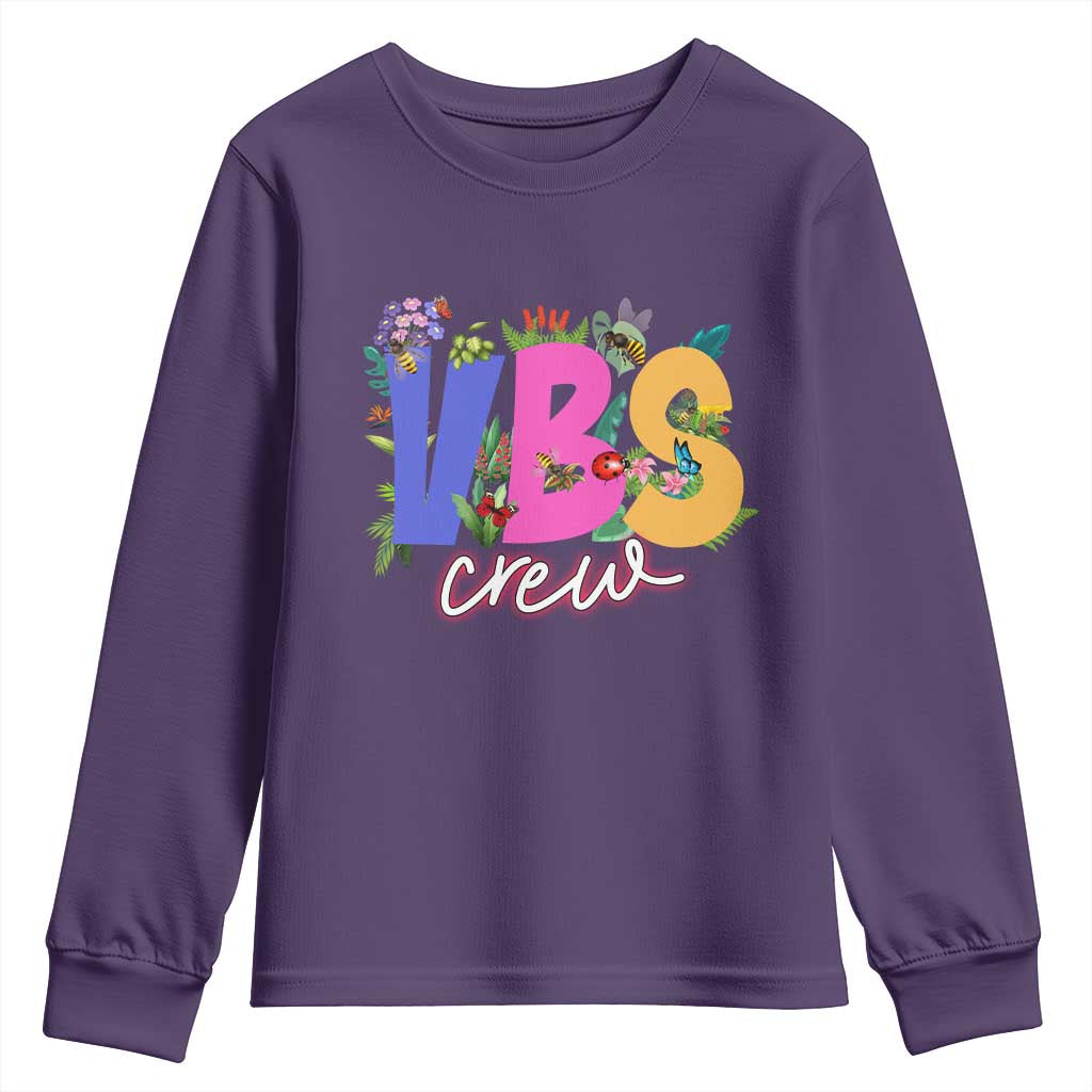 VBS Crew 2025 Youth Sweatshirt Magninfied Vacation Bible School Adventure TS02 Purple Print Your Wear
