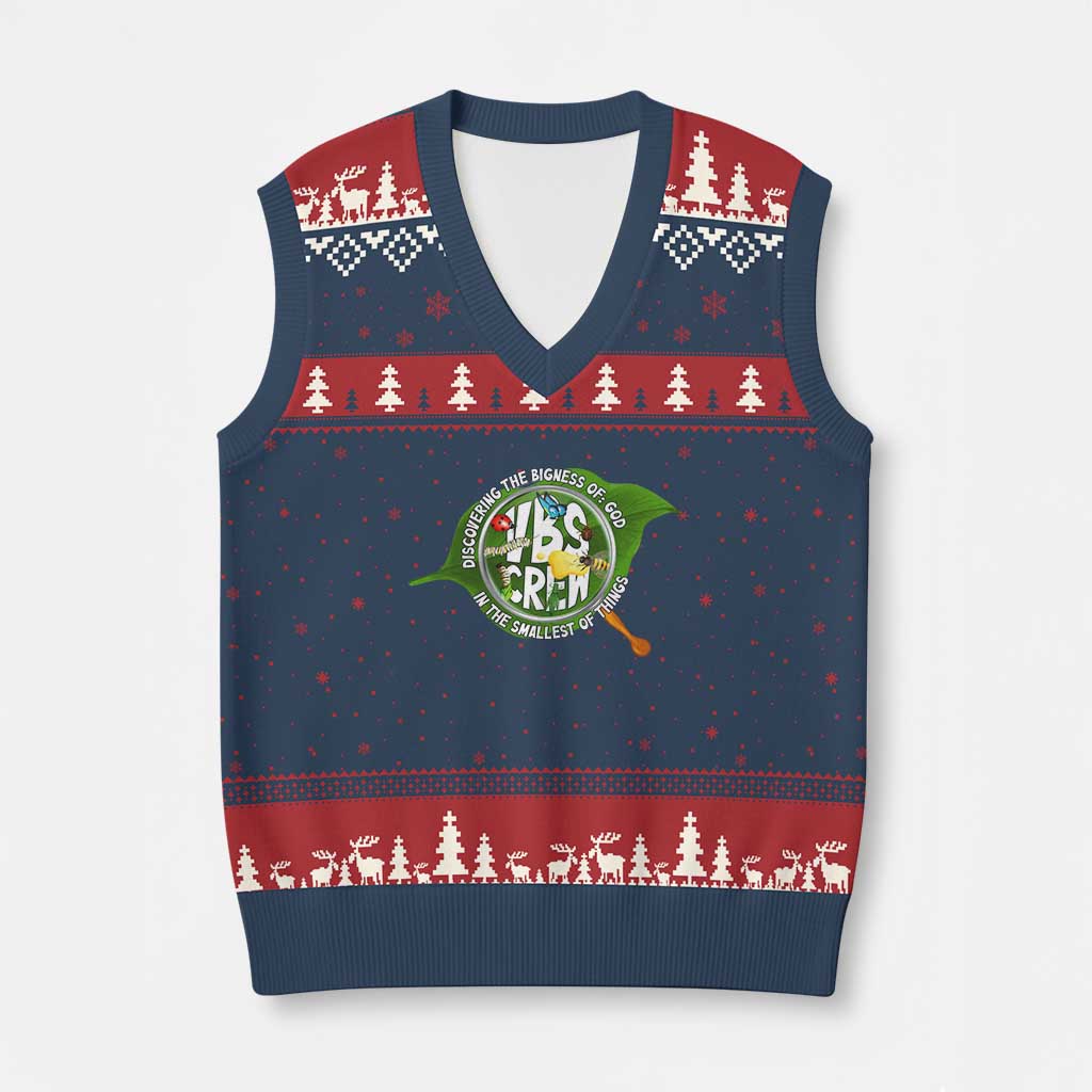 VBS Crew 2025 V-Neck Knit Sweater Vest Magnified Discovering The Bigness Of God In The Smallest Of Things TS02 Navy Red Print Your Wear