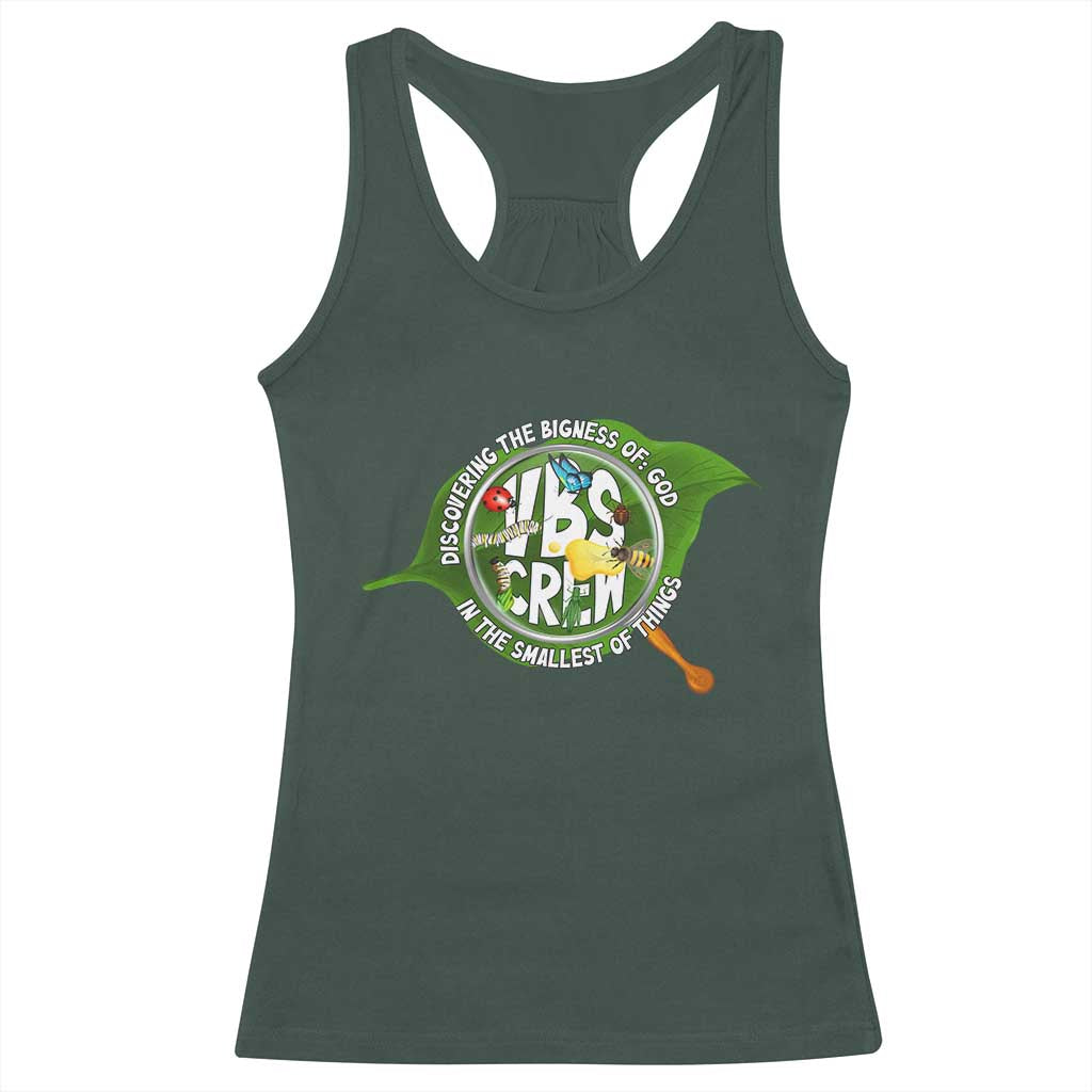 VBS Crew 2025 Racerback Tank Top Magnified Discovering The Bigness Of God In The Smallest Of Things TS02 Dark Forest Green Print Your Wear