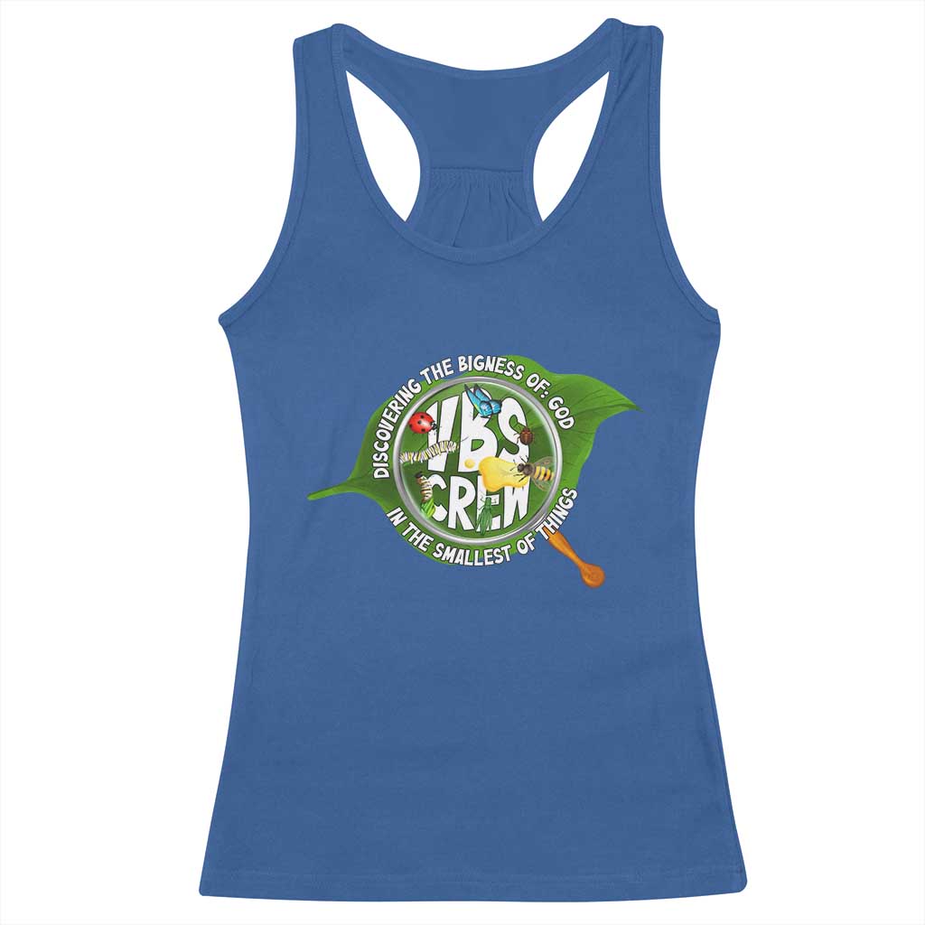 VBS Crew 2025 Racerback Tank Top Magnified Discovering The Bigness Of God In The Smallest Of Things TS02 Royal Blue Print Your Wear