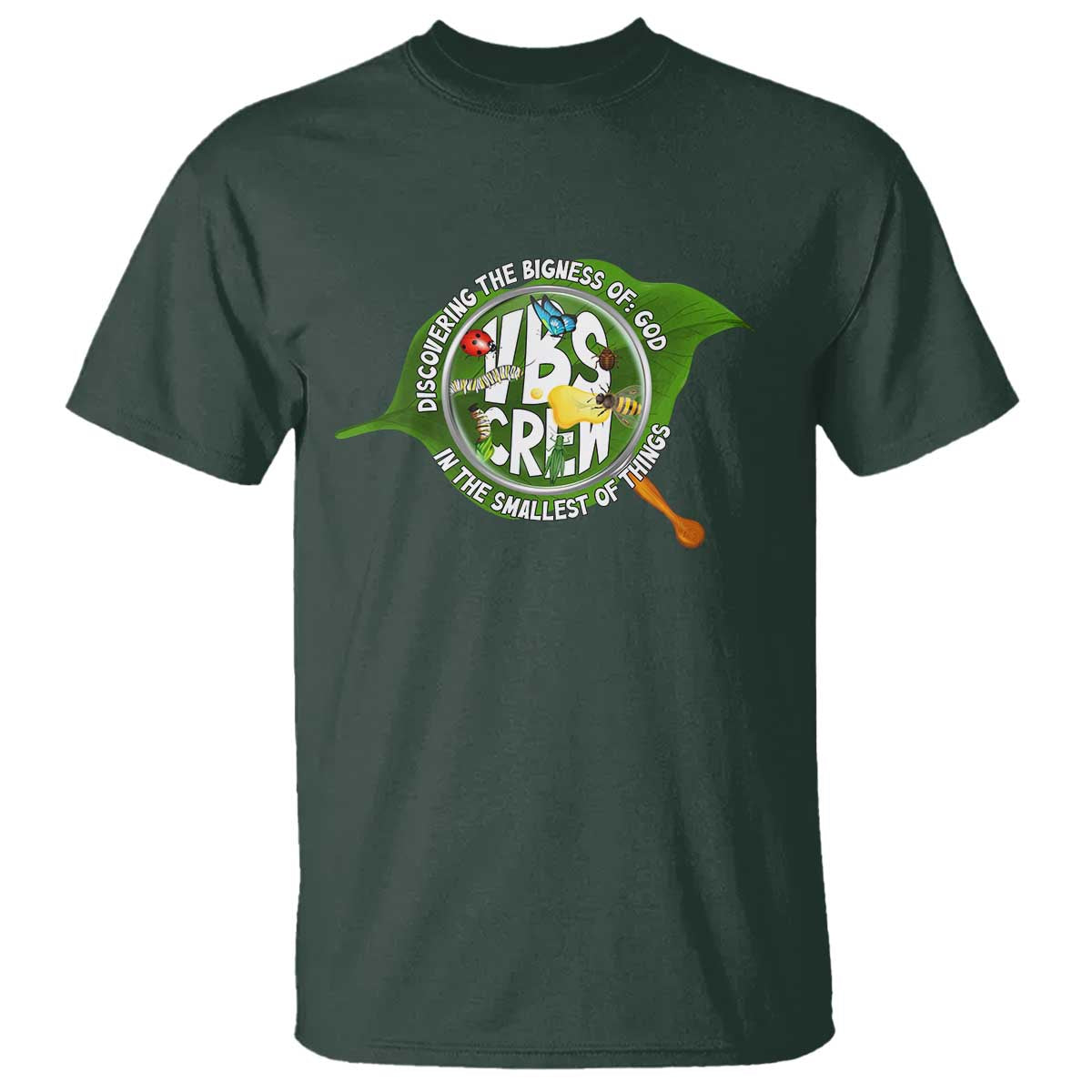 VBS Crew 2025 T Shirt Magnified Discovering The Bigness Of God In The Smallest Of Things TS02 Dark Forest Green Print Your Wear