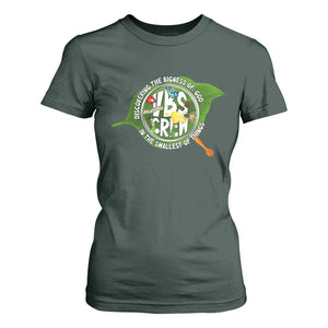 VBS Crew 2025 T Shirt For Women Magnified Discovering The Bigness Of God In The Smallest Of Things TS02 Dark Forest Green Print Your Wear