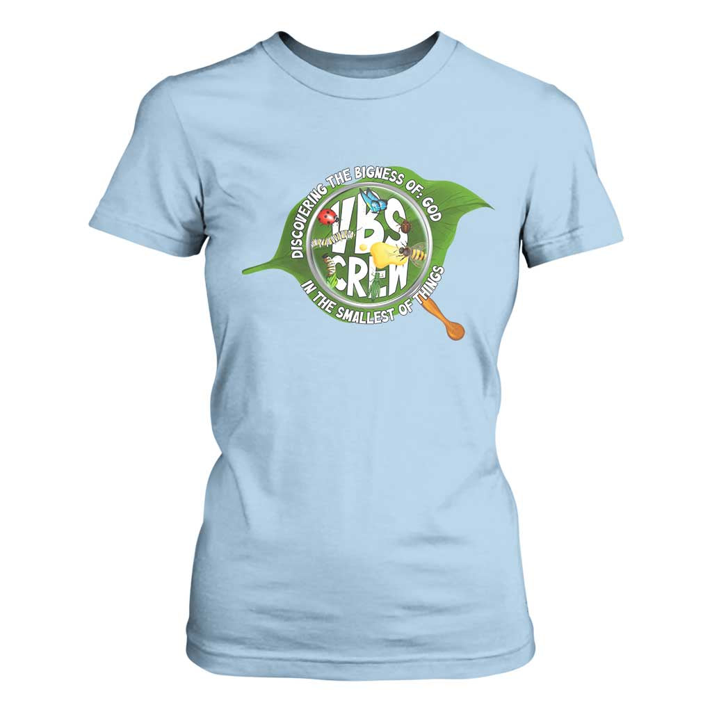 VBS Crew 2025 T Shirt For Women Magnified Discovering The Bigness Of God In The Smallest Of Things TS02 Light Blue Print Your Wear