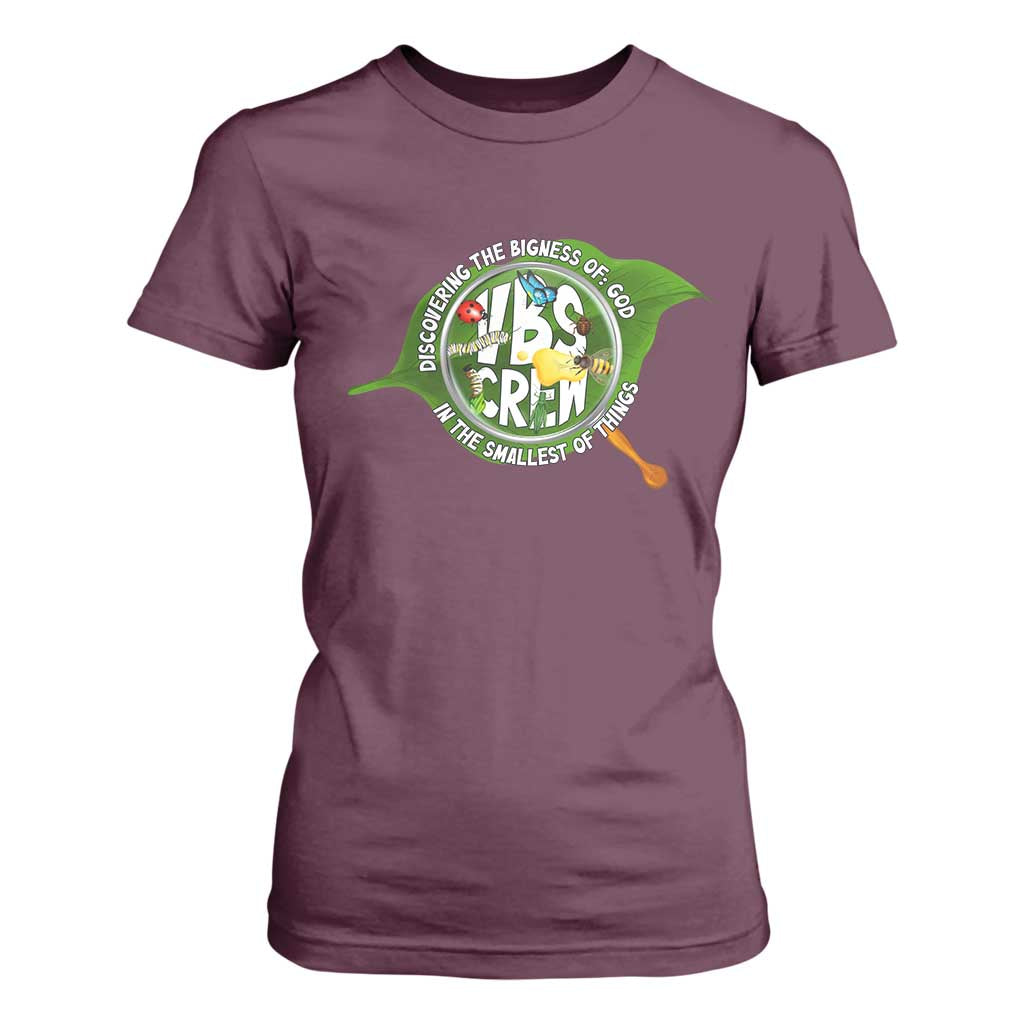 VBS Crew 2025 T Shirt For Women Magnified Discovering The Bigness Of God In The Smallest Of Things TS02 Maroon Print Your Wear
