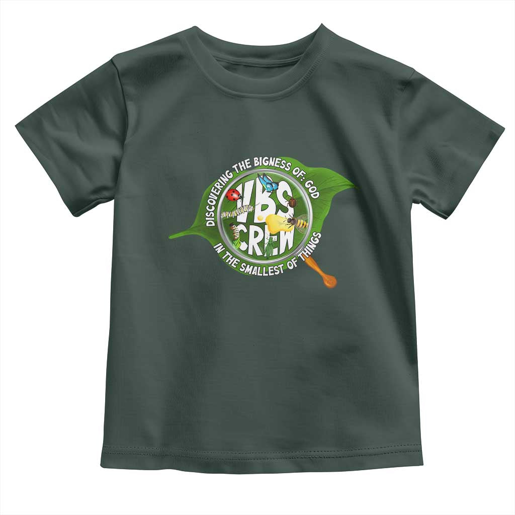 VBS Crew 2025 Toddler T Shirt Magnified Discovering The Bigness Of God In The Smallest Of Things TS02 Dark Forest Green Print Your Wear