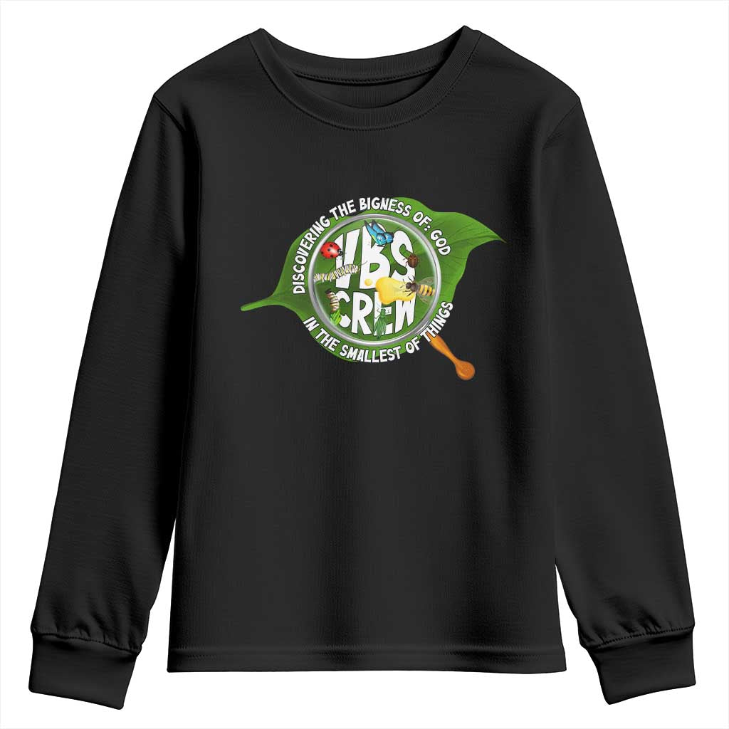 VBS Crew 2025 Youth Sweatshirt Magnified Discovering The Bigness Of God In The Smallest Of Things TS02 Black Print Your Wear