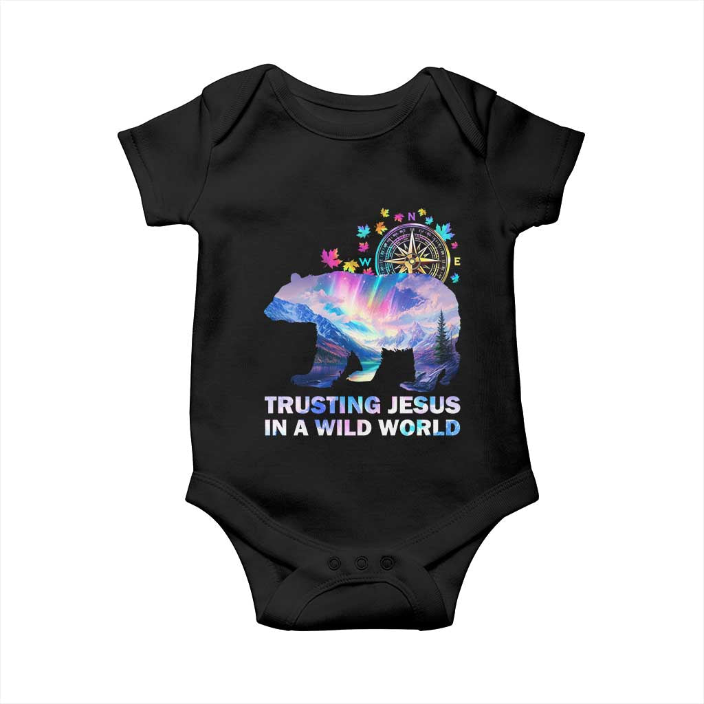 VBS 2025 Adventure Bear Baby Onesie Trusting Jesus In A Wild World Northen Lights TS02 Black Print Your Wear