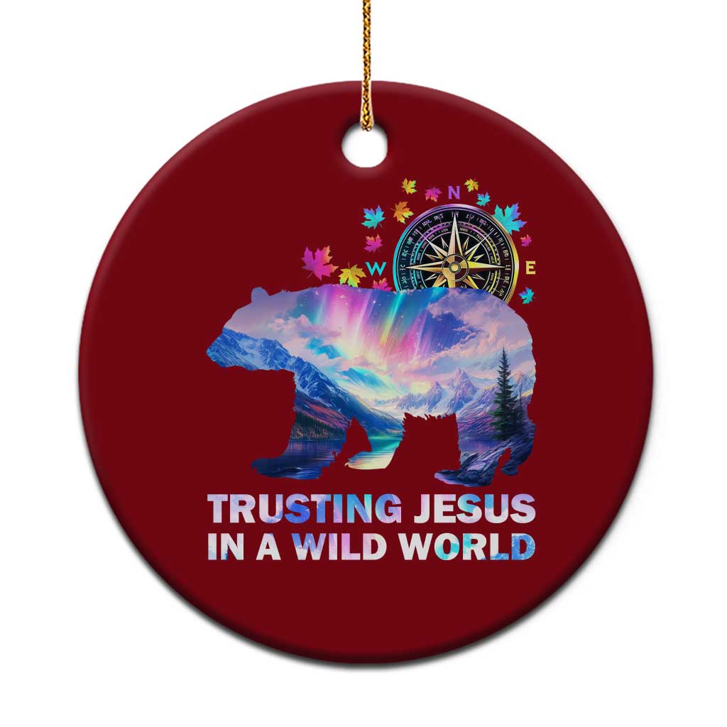VBS 2025 Adventure Bear Ceramic Ornament Trusting Jesus In A Wild World Northen Lights TS02 1pc Red Print Your Wear