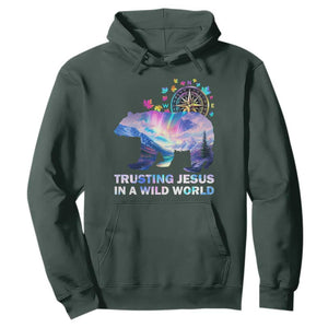 VBS 2025 Adventure Bear Hoodie Trusting Jesus In A Wild World Northen Lights TS02 Dark Forest Green Print Your Wear