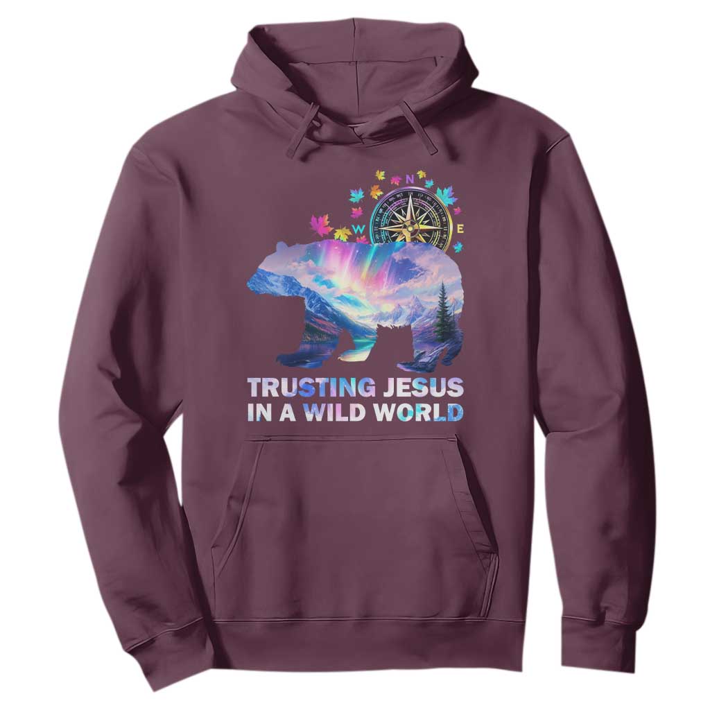 VBS 2025 Adventure Bear Hoodie Trusting Jesus In A Wild World Northen Lights TS02 Maroon Print Your Wear