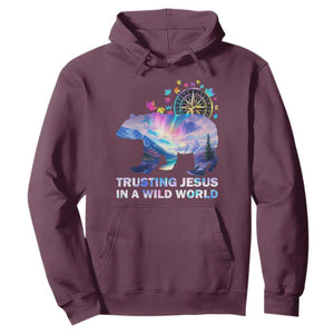 VBS 2025 Adventure Bear Hoodie Trusting Jesus In A Wild World Northen Lights TS02 Maroon Print Your Wear