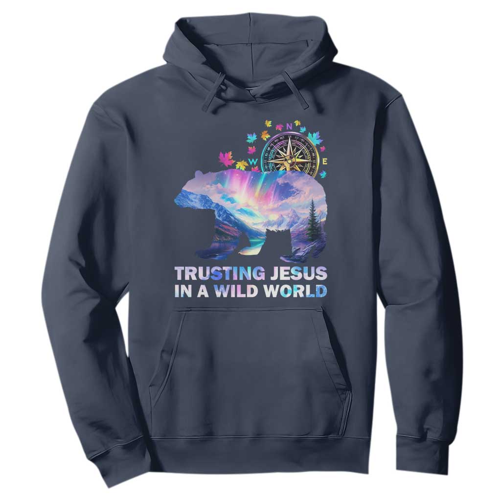 VBS 2025 Adventure Bear Hoodie Trusting Jesus In A Wild World Northen Lights TS02 Navy Print Your Wear