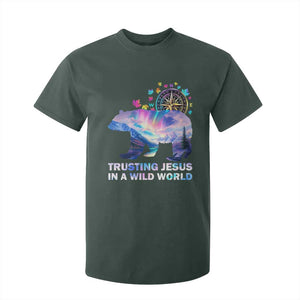 VBS 2025 Adventure Bear T Shirt For Kid Trusting Jesus In A Wild World Northen Lights TS02 Dark Forest Green Print Your Wear
