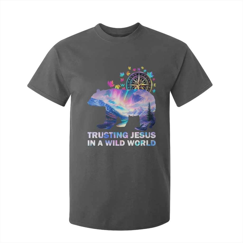 VBS 2025 Adventure Bear T Shirt For Kid Trusting Jesus In A Wild World Northen Lights TS02 Dark Heather Print Your Wear