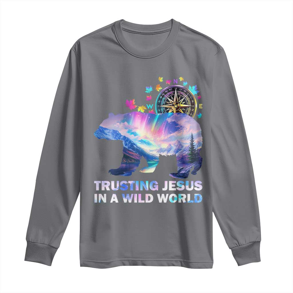 VBS 2025 Adventure Bear Long Sleeve Shirt Trusting Jesus In A Wild World Northen Lights TS02 Charcoal Print Your Wear