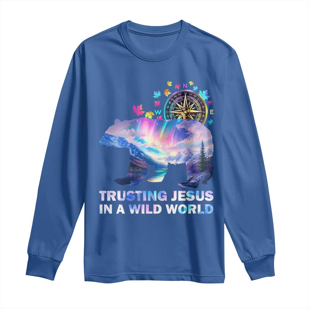 VBS 2025 Adventure Bear Long Sleeve Shirt Trusting Jesus In A Wild World Northen Lights TS02 Royal Blue Print Your Wear