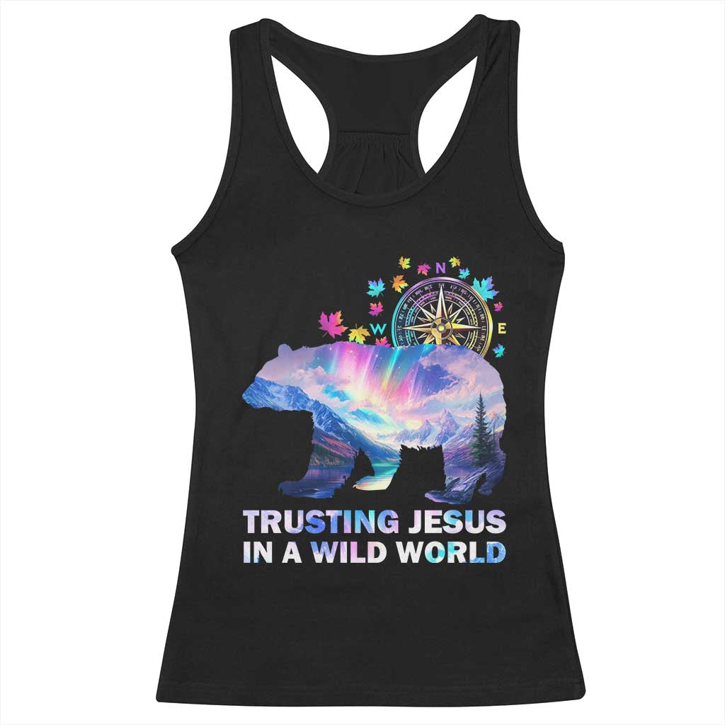 VBS 2025 Adventure Bear Racerback Tank Top Trusting Jesus In A Wild World Northen Lights TS02 Black Print Your Wear