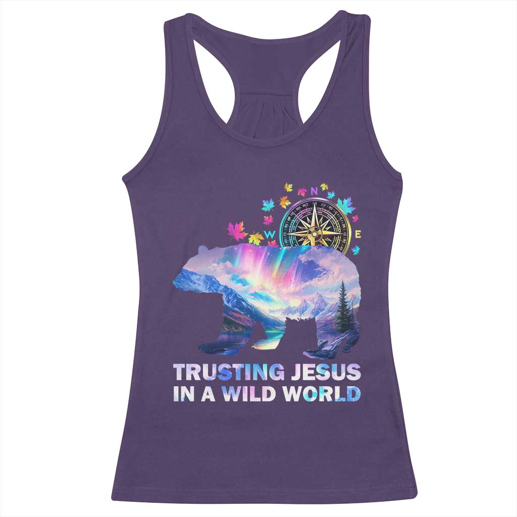 VBS 2025 Adventure Bear Racerback Tank Top Trusting Jesus In A Wild World Northen Lights TS02 Purple Print Your Wear