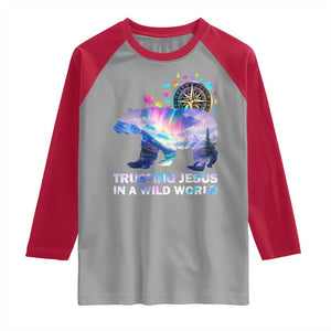 VBS 2025 Adventure Bear Raglan Shirt Trusting Jesus In A Wild World Northen Lights TS02 Sport Gray Red Print Your Wear