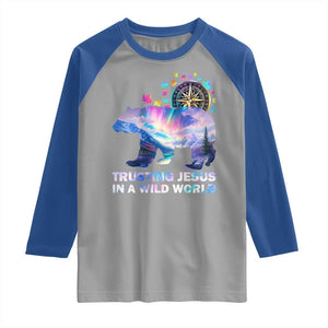 VBS 2025 Adventure Bear Raglan Shirt Trusting Jesus In A Wild World Northen Lights TS02 Sport Gray Royal Print Your Wear