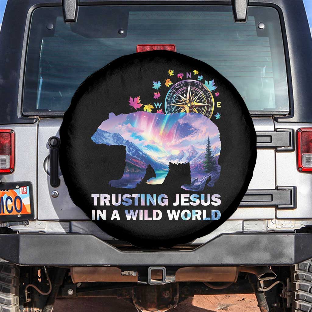 VBS 2025 Adventure Bear Spare Tire Cover Trusting Jesus In A Wild World Northen Lights TS02 No hole Black Print Your Wear