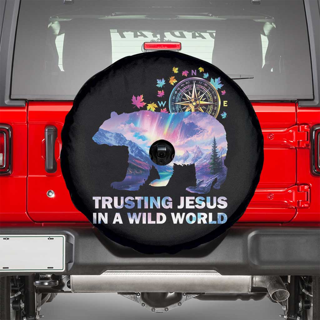VBS 2025 Adventure Bear Spare Tire Cover Trusting Jesus In A Wild World Northen Lights TS02 Black Print Your Wear