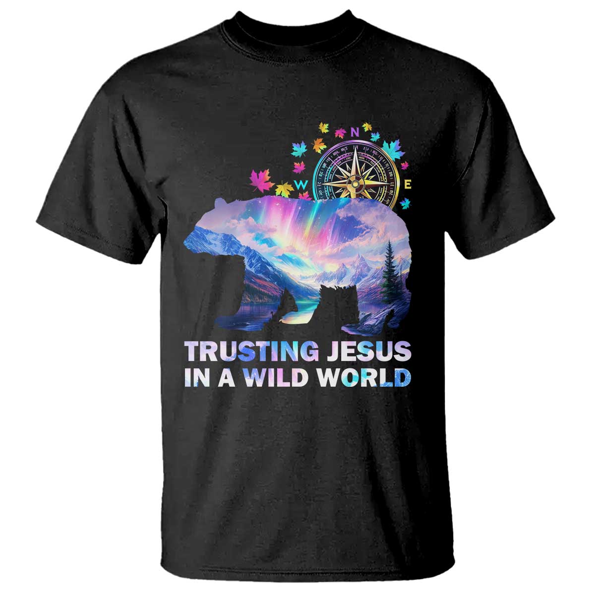VBS 2025 Adventure Bear T Shirt Trusting Jesus In A Wild World Northen Lights TS02 Black Print Your Wear