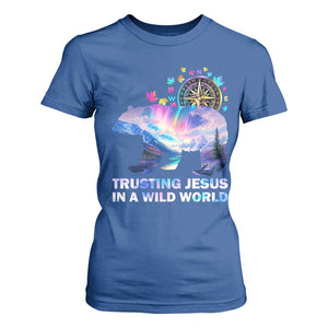 VBS 2025 Adventure Bear T Shirt For Women Trusting Jesus In A Wild World Northen Lights TS02 Royal Blue Print Your Wear