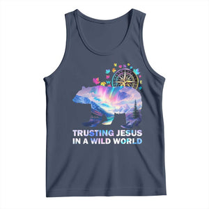 VBS 2025 Adventure Bear Tank Top Trusting Jesus In A Wild World Northen Lights TS02 Navy Print Your Wear