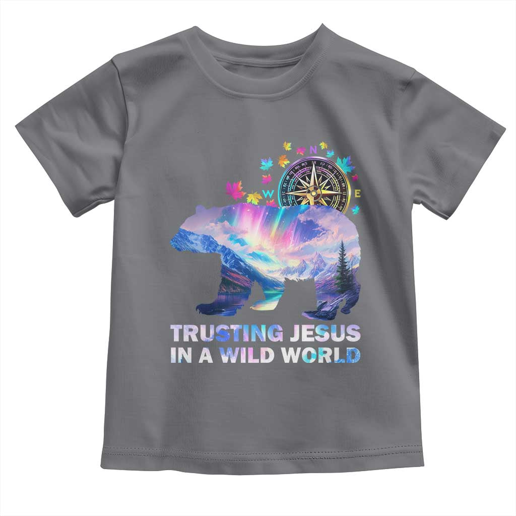 VBS 2025 Adventure Bear Toddler T Shirt Trusting Jesus In A Wild World Northen Lights TS02 Charcoal Print Your Wear