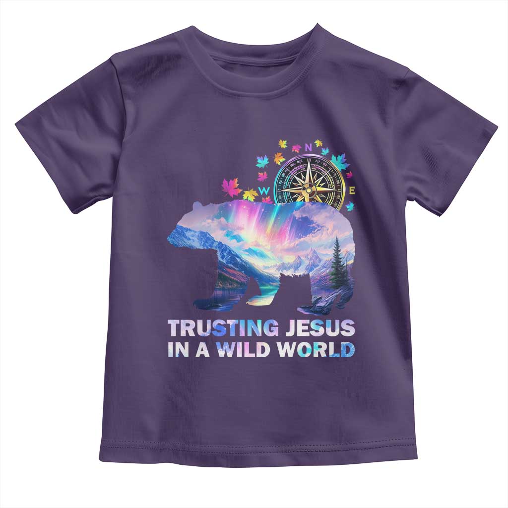 VBS 2025 Adventure Bear Toddler T Shirt Trusting Jesus In A Wild World Northen Lights TS02 Purple Print Your Wear