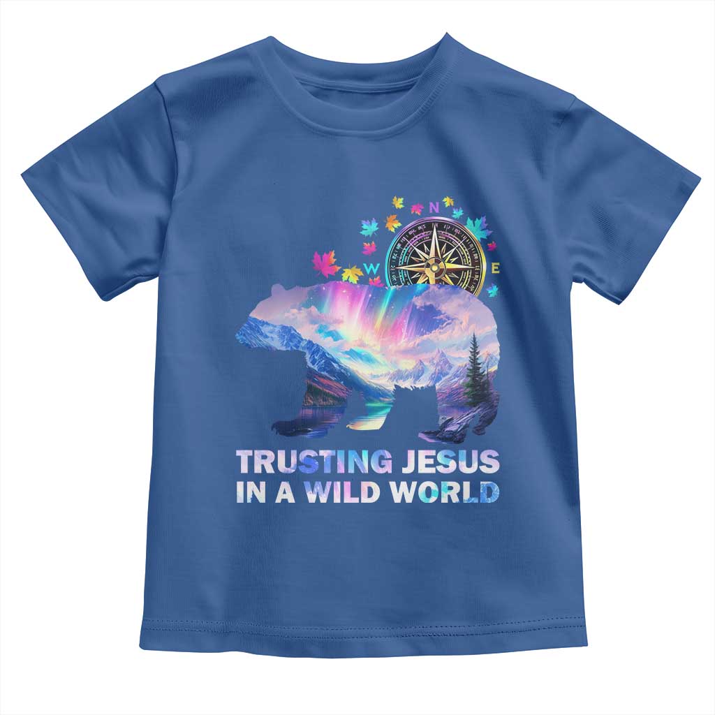 VBS 2025 Adventure Bear Toddler T Shirt Trusting Jesus In A Wild World Northen Lights TS02 Royal Blue Print Your Wear