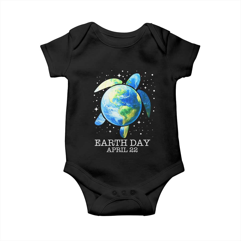 Earth Day Sea Turtle Baby Onesie Restore Earth Save The Planet TS02 Black Print Your Wear