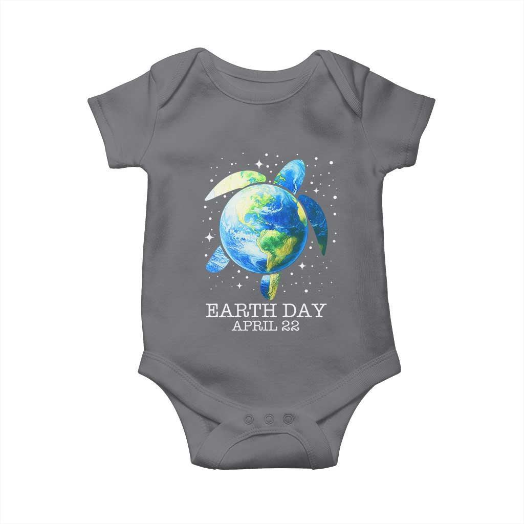Earth Day Sea Turtle Baby Onesie Restore Earth Save The Planet TS02 Charcoal Print Your Wear