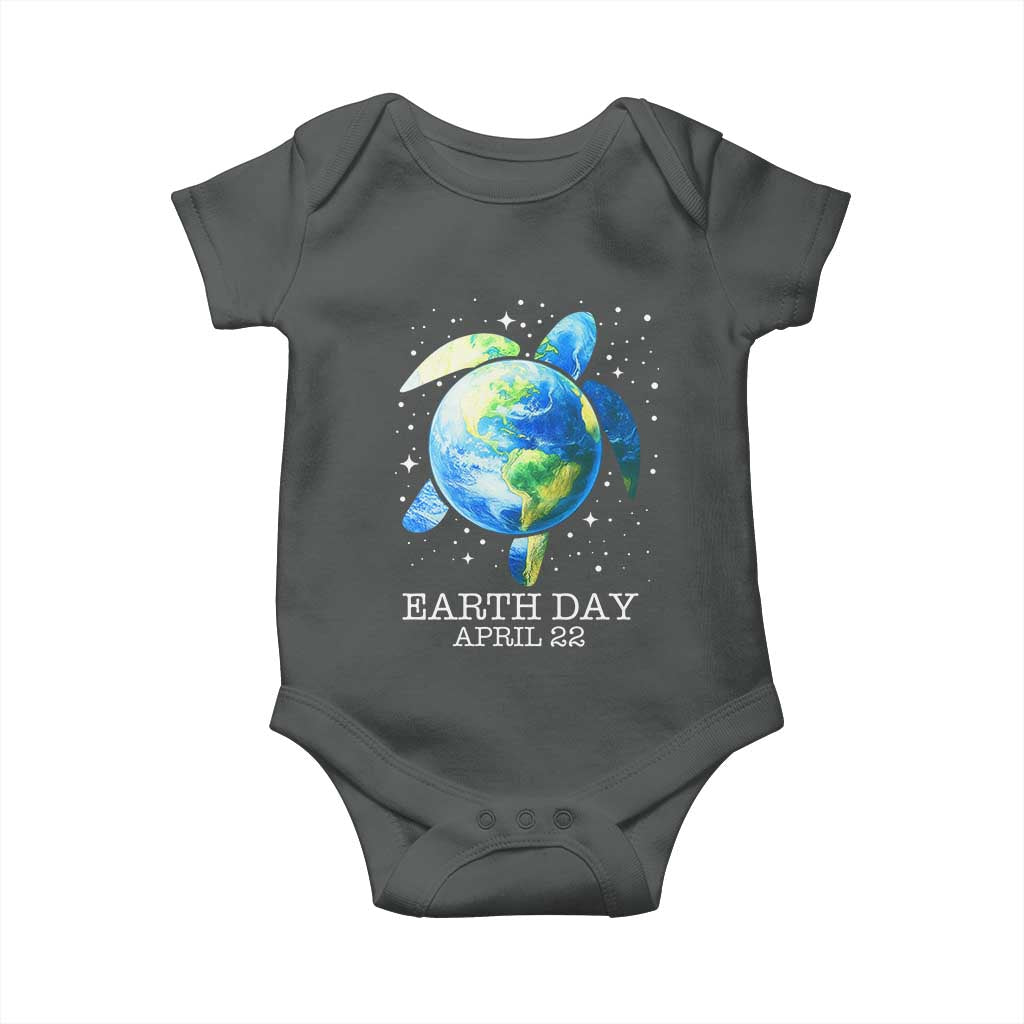Earth Day Sea Turtle Baby Onesie Restore Earth Save The Planet TS02 Dark Heather Print Your Wear