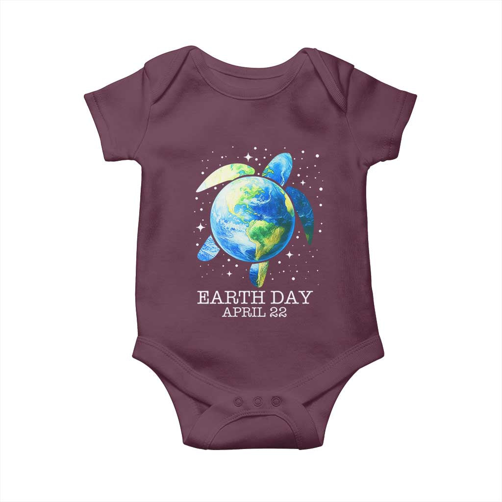 Earth Day Sea Turtle Baby Onesie Restore Earth Save The Planet TS02 Maroon Print Your Wear