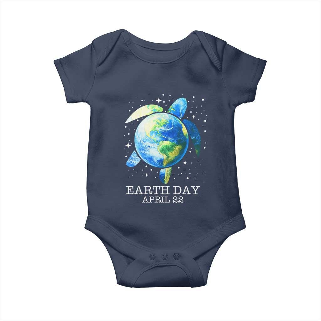 Earth Day Sea Turtle Baby Onesie Restore Earth Save The Planet TS02 Navy Print Your Wear