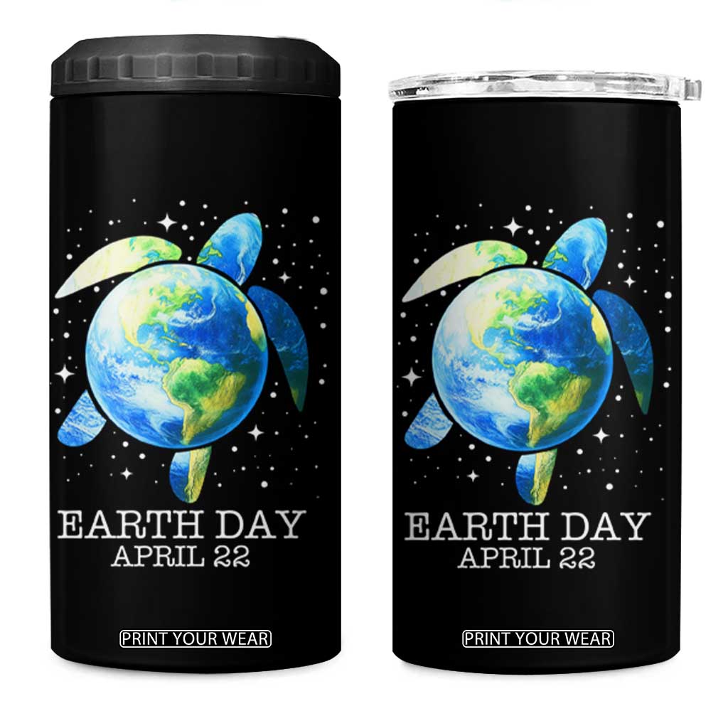 Earth Day Sea Turtle 4 in 1 Can Cooler Tumbler Restore Earth Save The Planet TS02 One Size: 16 oz Black Print Your Wear