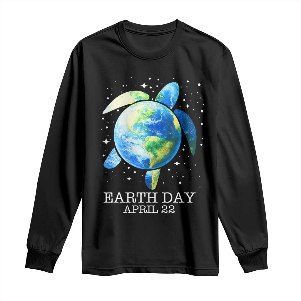Earth Day Sea Turtle Long Sleeve Shirt Restore Earth Save The Planet TS02 Black Print Your Wear