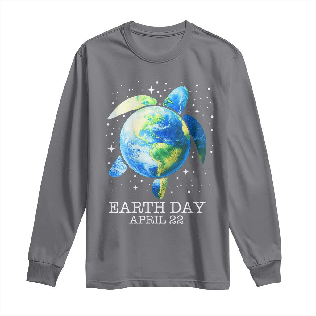 Earth Day Sea Turtle Long Sleeve Shirt Restore Earth Save The Planet TS02 Charcoal Print Your Wear