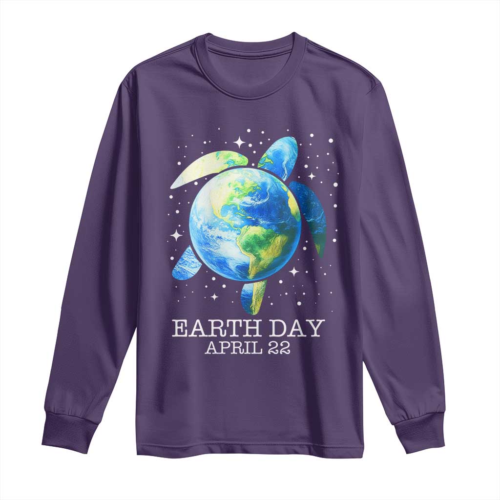 Earth Day Sea Turtle Long Sleeve Shirt Restore Earth Save The Planet TS02 Purple Print Your Wear
